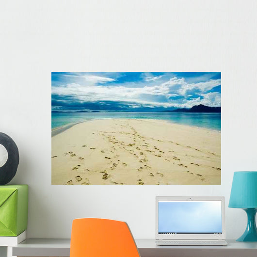 Footprints Tropical Beach Wall Decal Design 1
