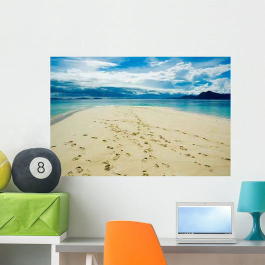 Footprints Tropical Beach Wall Decal Design 1
