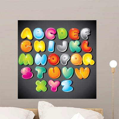 Alphabet Wall Decal Sticker Set shown on a wall