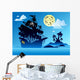 Pirate ship silhouette with island Wall Mural