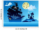 Pirate ship silhouette with island Wall Mural