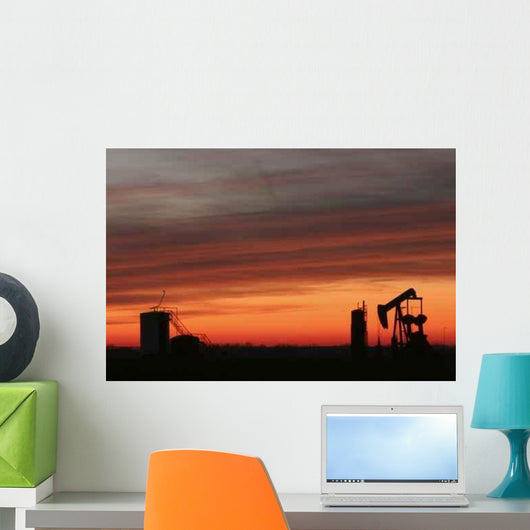 Oil Pump Sunset Wall Decal