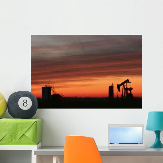 Oil Pump Sunset Wall Decal