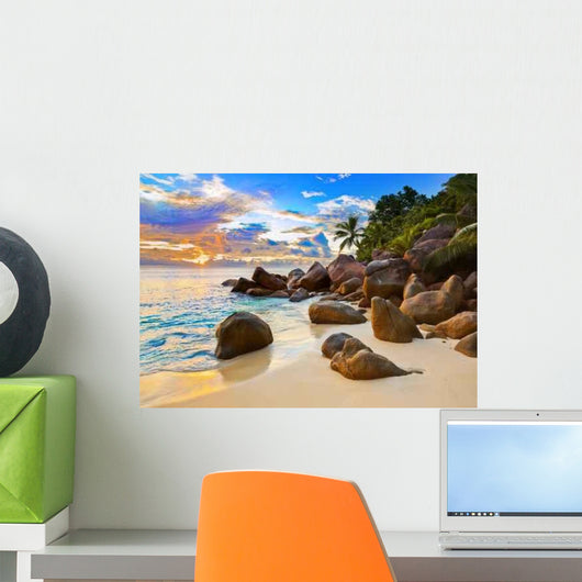 Tropical Beach Sunset Wall Decal Design 1