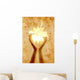 Vintage Card with Hand Holding Flower Wall Mural
