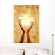 Vintage Card with Hand Holding Flower Wall Mural