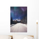 Northern Lights Over A Snowy Road Wall Mural