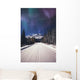Northern Lights Over A Snowy Road Wall Mural