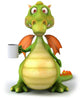 Green Dragon Drinking Coffee Wall Decal