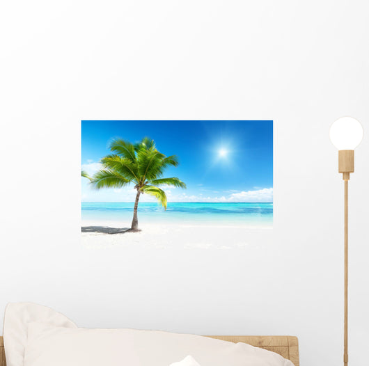 Palm and Sea Wall Mural