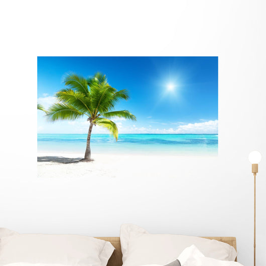 Palm and Sea Wall Mural