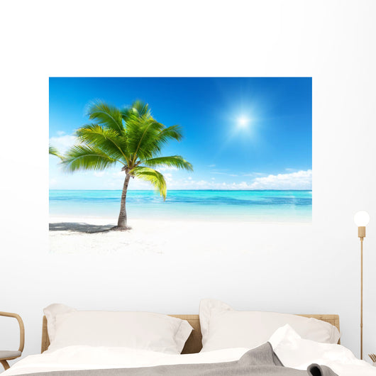 Palm and Sea Wall Mural