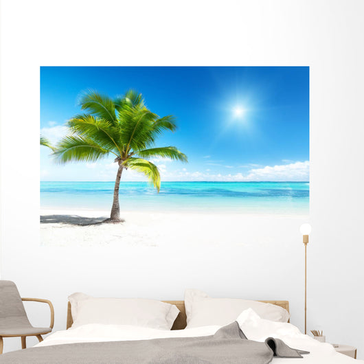 Palm and Sea Wall Mural