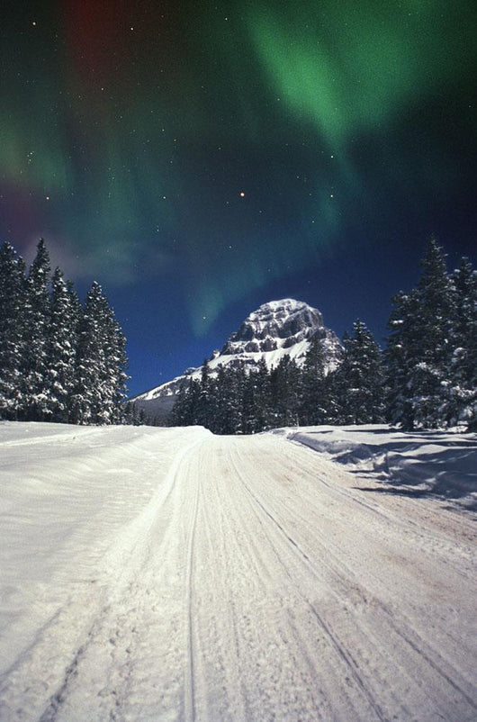 Mountains And Northern Lights Wall Mural