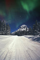 Mountains And Northern Lights Wall Mural