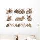 Set of Brown Baby Rabbits Wall Decal