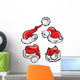 Cartoon Santa Hats Wall Decal Sticker Set