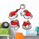 Cartoon Santa Hats Wall Decal Sticker Set