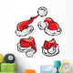 Cartoon Santa Hats Wall Decal Sticker Set