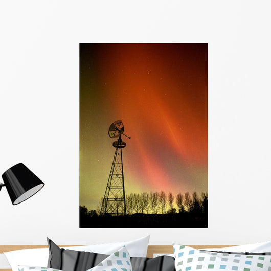 Northern Lights And Windmill Wall Mural