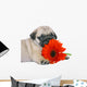 Pug Puppy With Red Gerbers Wall Decal