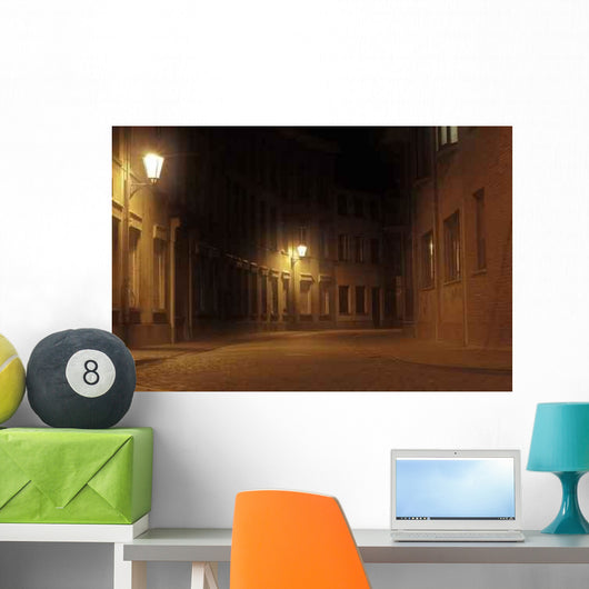 Deserted Foggy Street Wall Decal