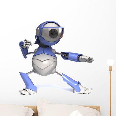 Karate Chop Robot Wall Decal shown on a wall