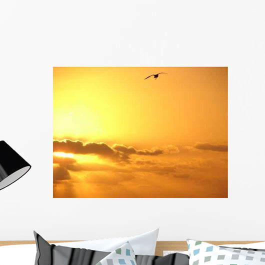 Lone Bird Yellow Sun Wall Decal