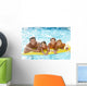 Young Family Parents With Children in Pool Wall Mural