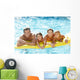 Young Family Parents With Children in Pool Wall Mural