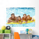 Young Family Parents With Children in Pool Wall Mural
