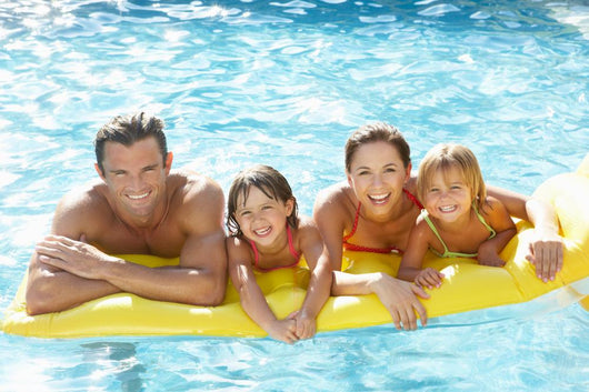 Young Family Parents With Children in Pool Wall Mural