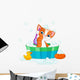Grooming bathing Cat Wall Decal