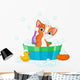 Grooming bathing Cat Wall Decal