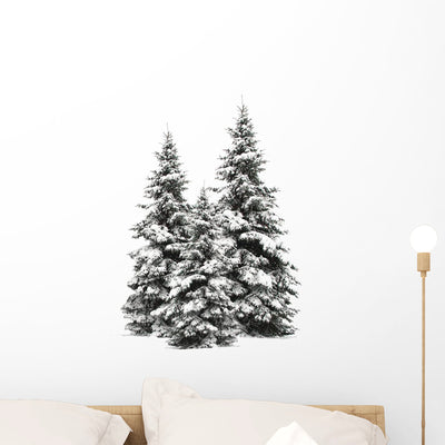 Pine Trees Wall Decal shown on a wall