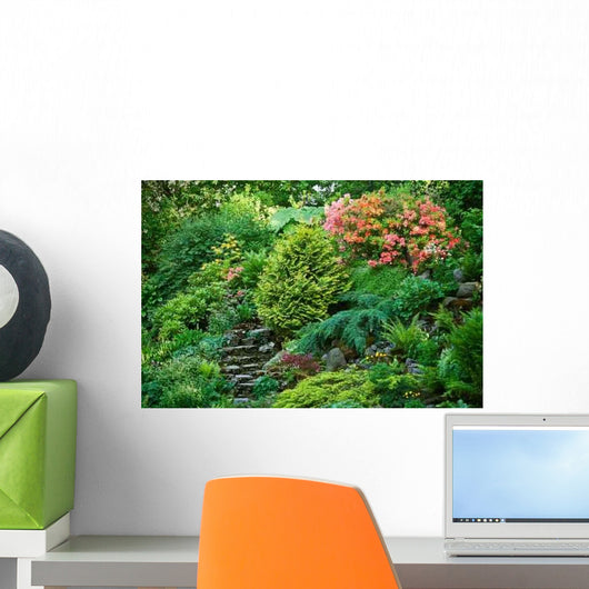 Rockery with Rhododendrons Wall Decal