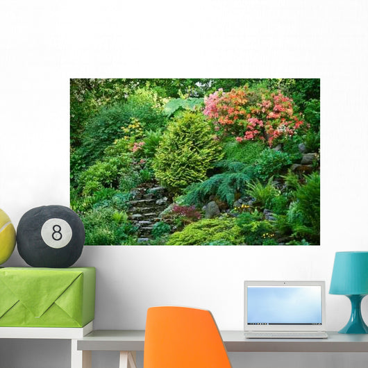Rockery with Rhododendrons Wall Decal