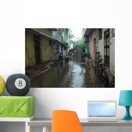 Flooded Street Chennai Rain Wall Decal