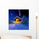 A small cottage in the fairy forest in snowy New Year's Eve Wall Mural