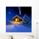 A small cottage in the fairy forest in snowy New Year's Eve Wall Mural