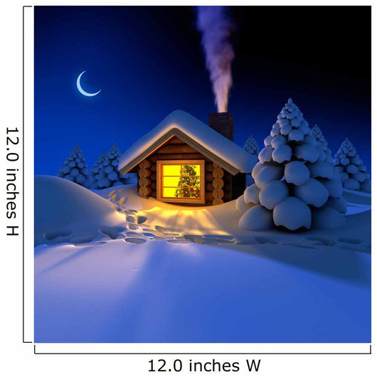 A small cottage in the fairy forest in snowy New Year's Eve Wall Mural