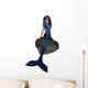Blue Mermaid Sitting Rock Wall Decal