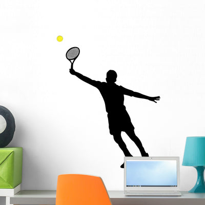 Tennis Player Silhouettes Wall Decal shown on a wall