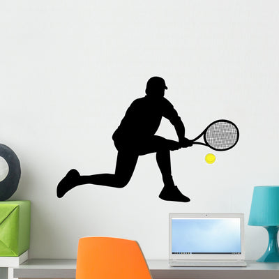 Tennis Player Silhouettes Wall Decal shown on a wall