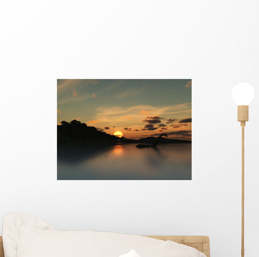 Loch Ness Monster in silhouette Wall Mural