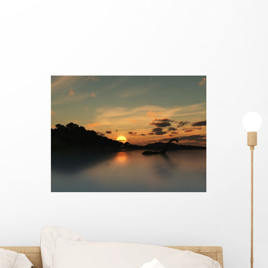 Loch Ness Monster in silhouette Wall Mural