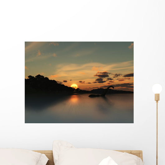 Loch Ness Monster in silhouette Wall Mural