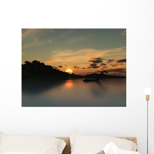 Loch Ness Monster in silhouette Wall Mural