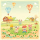Baby farm animals in the countryside. Isolated vector objects. Wall Mural