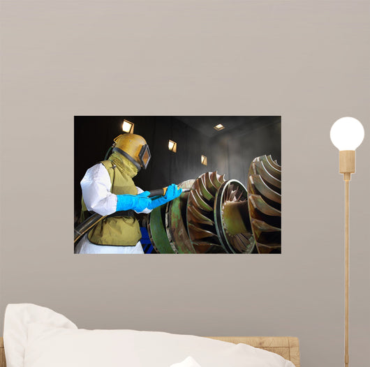 sandblast worker in the workshop Wall Mural